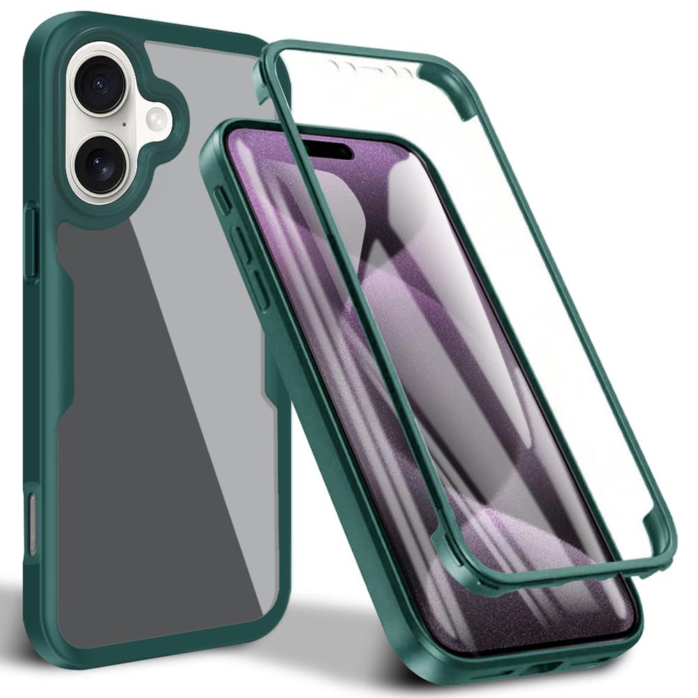 Для iPhone 16 Plus Чехол Акрил+ТПУ Прозрачный Чехол для телефона с ПЭТ Защитной пленкой для экрана