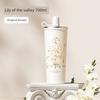 Germ Floral Large-Capacity Thermos Cup Coffee Cup for Women High-Value Water Cup Straw Cup Birthday Gift 25 New Models