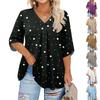 Women's Fashion Large Size Print V-Neck Three-quarter Sleeve Top