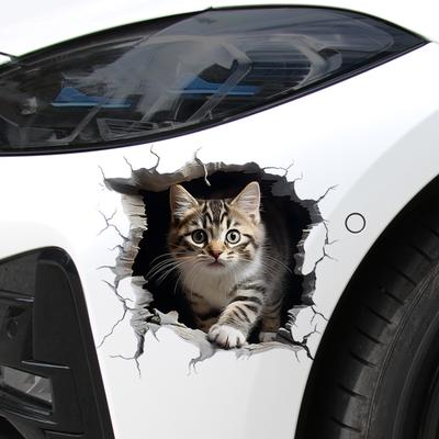3D наклейки на автомобиль с изображением кота, автомобильный бампер, царапины, передний капот мотоцикла, декор топливного бака, съемные аксессуары для животных