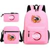New Schoolbag Animation Three-piece Set Heat Transfer Schoolbag Small Shoulder Pencil Bag Primary and Secondary School Students Backpack