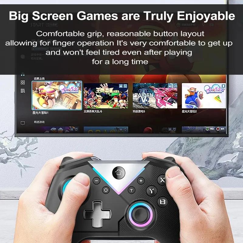 617 Wireless Pc Gaming Controller, With Rgb Led Light Compatible For Nintendo Switch/Mobile Phone/Android Gamepad Joystick