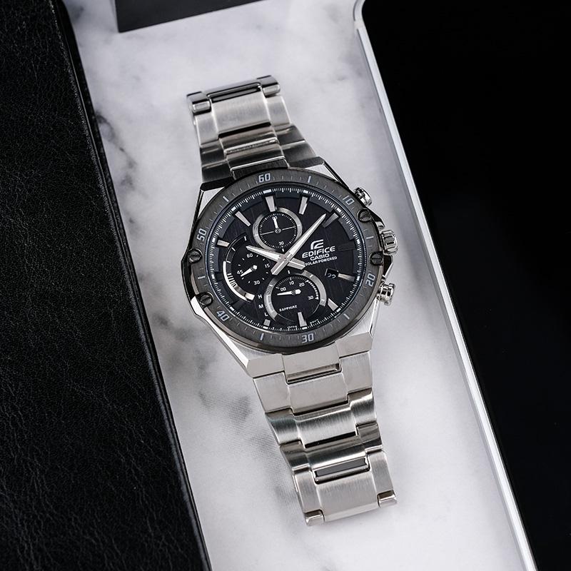 Casio EDIFICE Artificial Sapphire Mirror Solar Men's Waterproof Watch Solar Quartz Movement Stainless Steel Strap Japanese and EFS-S560YDB-1APRD