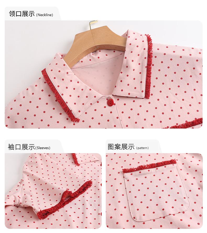 Paibangnu square neck cardigan fashionable polka dot pure cotton short sleeved summer women's home wear fd