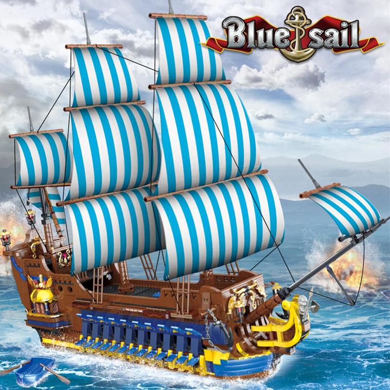 Сериал «Пиратский корабль Blue Sail» Большой парусный спорт Строительные блоки Кирпичи Модели Модульные образовательные наборы Детские игрушки Подарки для мальчиков