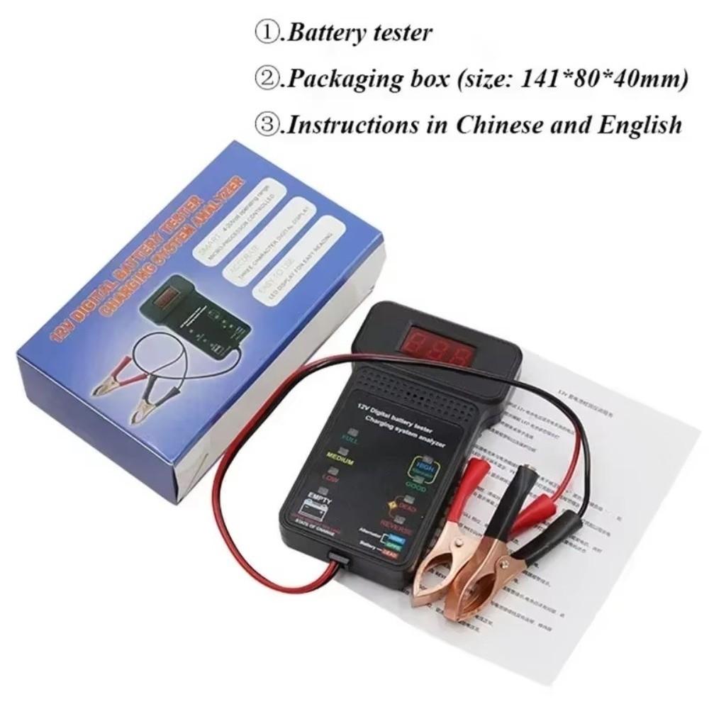 With Alligator Clips 12V Digital Battery Tester Automotive Cranking System Tester Electrician Tool