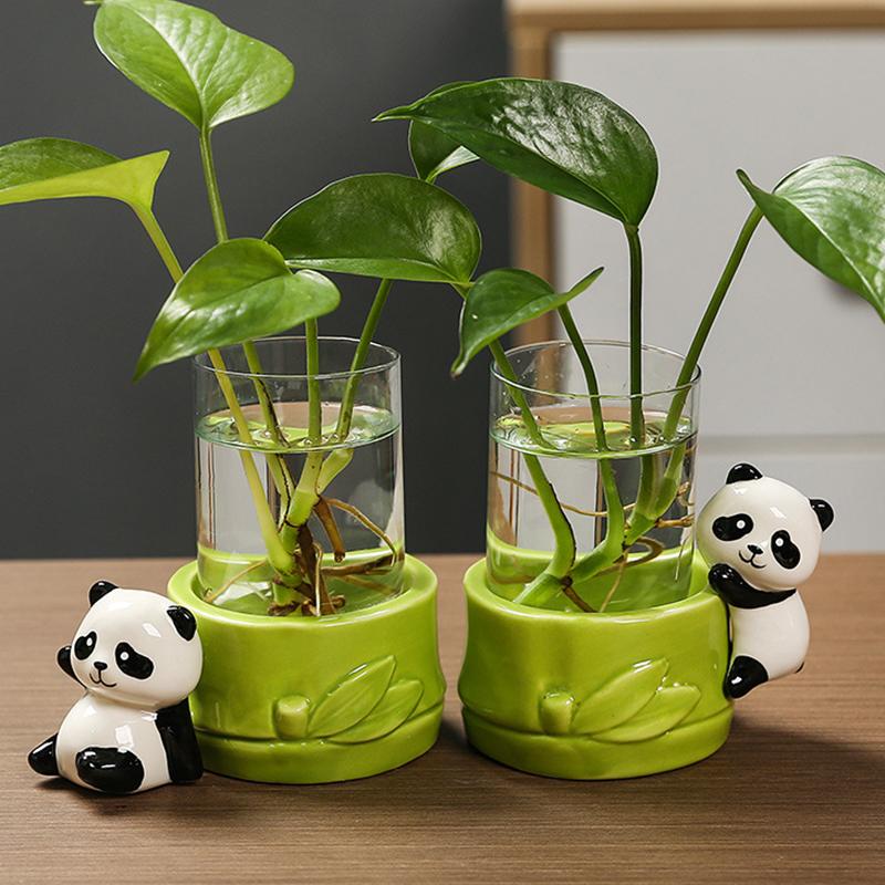 Керамика Цветочные композиции Украшения Стеклянное искусство DIY Цветочные сосуды Креативная панда Гидропонная ваза Милые украшения для дома