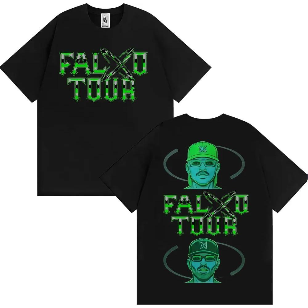 Rapper Feid Ferxxo Falxo Tour Графические футболки Мужчины Женщины Мода Хип-Хоп Уличная одежда Футболка Хлопок Повседневная Оверсайз Футболка