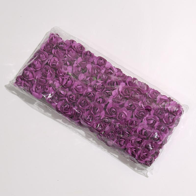 144 шт./упаковка сливовые розы маленькие бумажные цветы имитация цветка подарочная коробка конфет декоративная гирлянда ротанговый головной убор своими руками