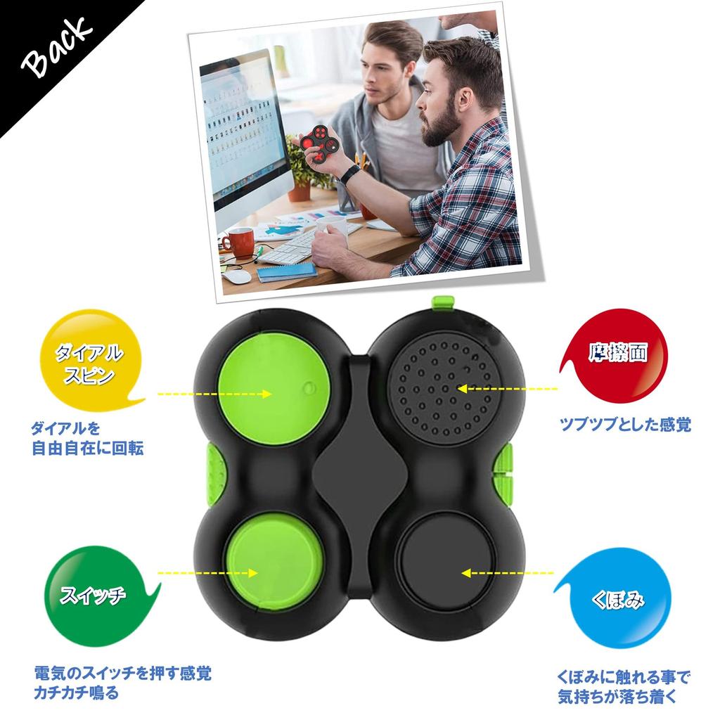 Игровой контроллер Leiasnow Fidget Pad, Игрушка для снятия стресса с кнопками, Снятие тревожности, Отказ от курения и Аутизм (Зеленый и черный)