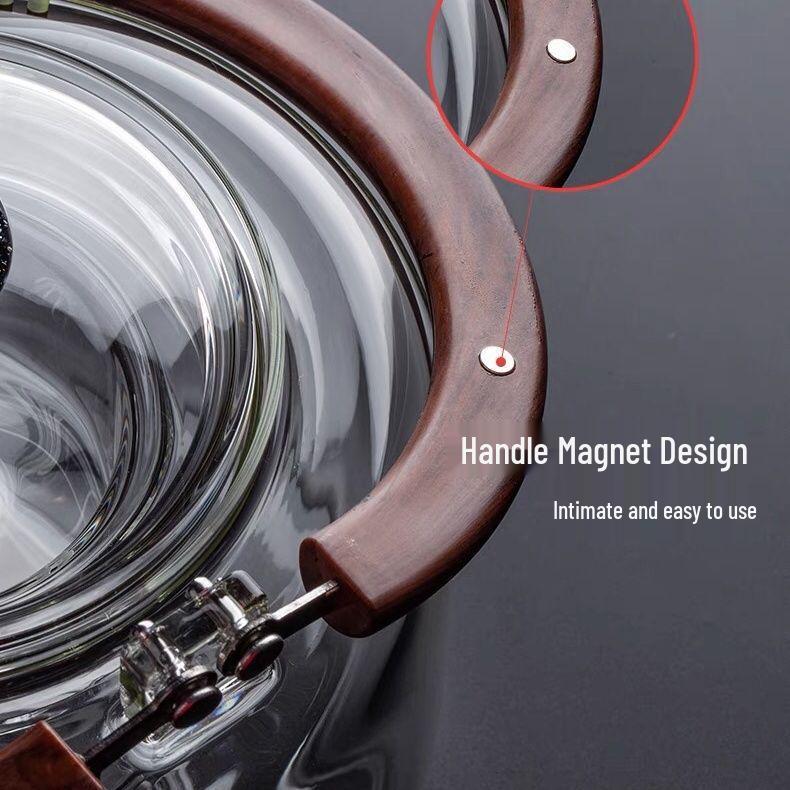 High-Temperature Resistant 1L Transparent Glass Teapot with Handle for Fire Cooking, Ins Style Tea Set