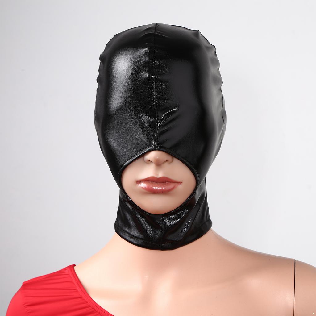 Латексная маска для лица, женская и мужская унисекс, с открытым ртом и глазами, маска для лица, маска с капюшоном, сексуальный костюм для косплея, ролевых игр