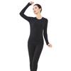 Cashmere Silk Round Neck Edged Antibacterial Fleece-Lined Women's Autumn Undershirt & Pants Set - Warm & Skin-Beautifying.