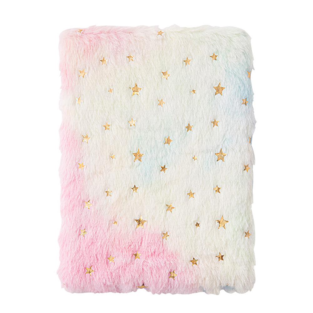 A5 Notebook Cute Plush Fluffy Covered Diary Notepad Gradient Colored Softcover for Girls Embroidery