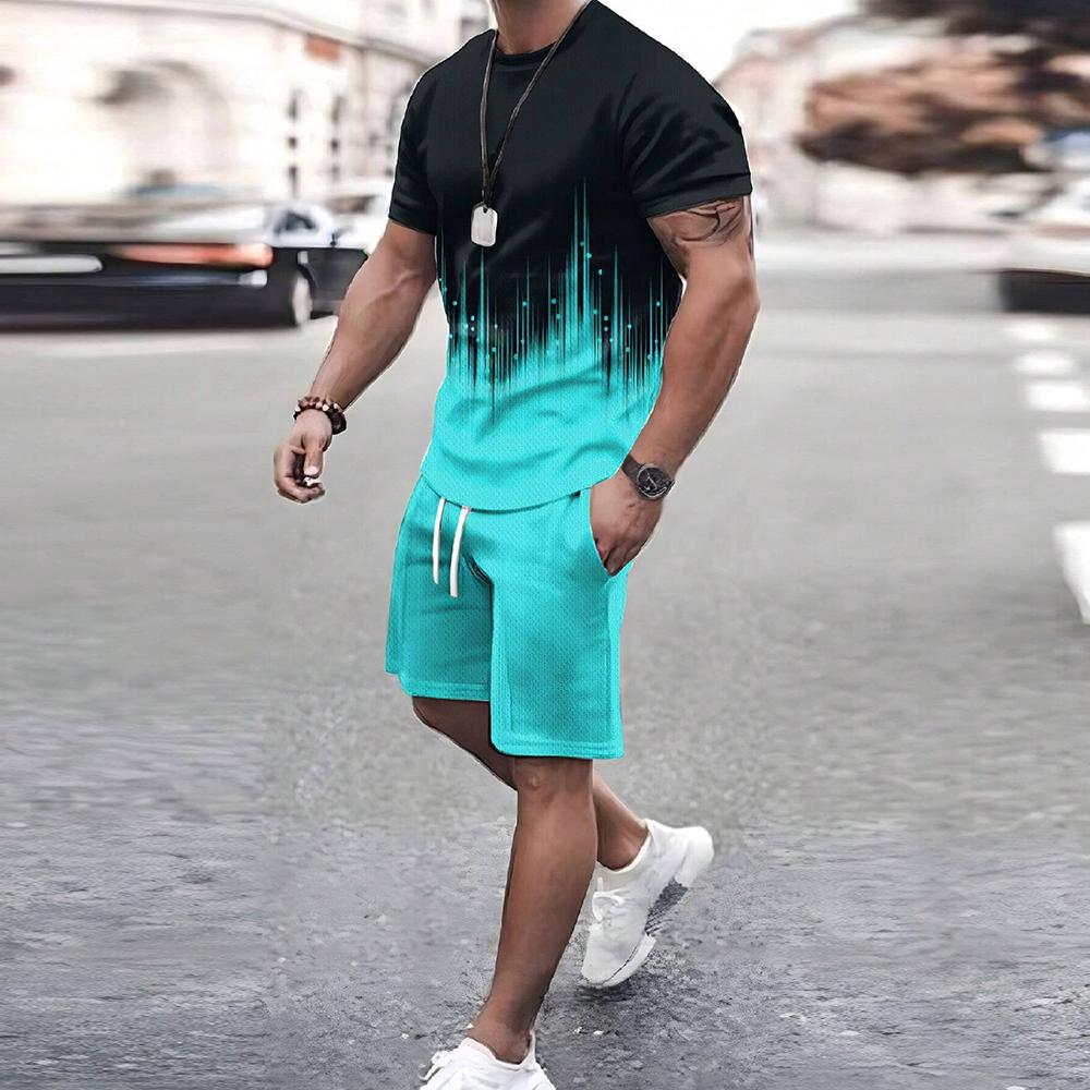 Модная мужская спортивная одежда с принтом и узором, мужской топ большого размера, костюм в стиле Y2K, летний повседневный дышащий освежающий костюм