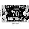 70 Birthday decoration for men and women 70 Happy Birthday Banner Large Black silver Birthday Background Banner 70 Week Commemorative Birthday Party