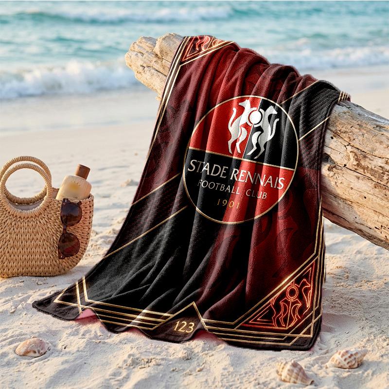 Stade Rennais FC Print Microfiber Beach Towel Quick Dry Absorbent Large Towel For Beach Swimming Travel