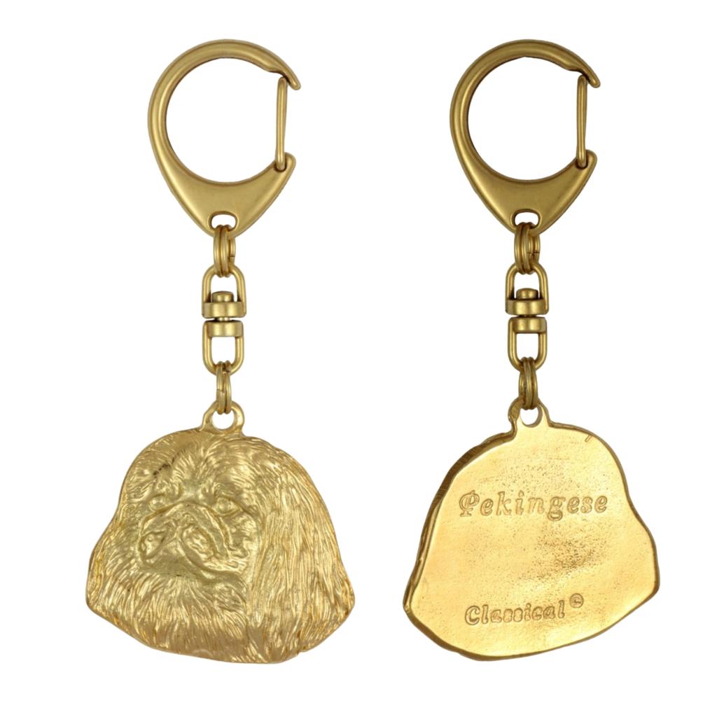 Pekingese, Pekinese, Peke - Gilded Key Ring with Dog In Gift Box, Handbag Decoration, Luxury Accessory by Art-Dog Brand