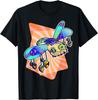 Psychedelic Optical Art Bee Graphic Tee Men Casual Round Neck Breathable Print TShirt