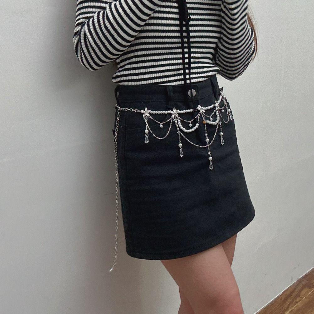 Бабочка многослойная жемчужная цепочка на талию корейский стиль сексуальная цепочка на тело роскошный Y2k пояс для женщин