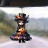 Acrylic Halloween Witch Car Rearview Mirror Decoration With Cartoon Style For Auto Interior Decor