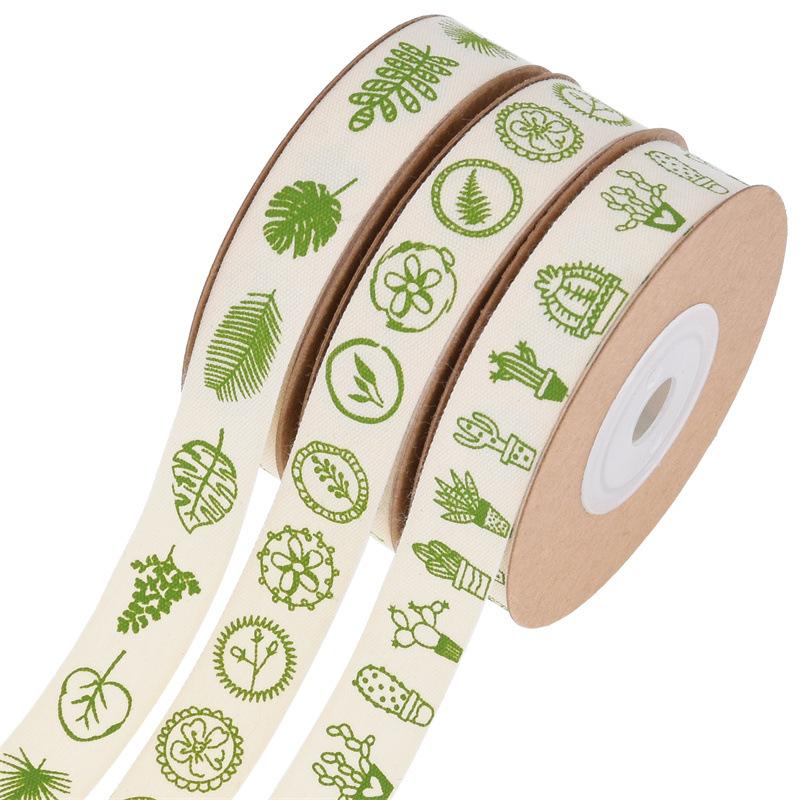 Лента из хлопка с принтом черепахи на спине, листа кактуса, цветы, садовые растения в горшках, декоративный тканевый материал 10 м