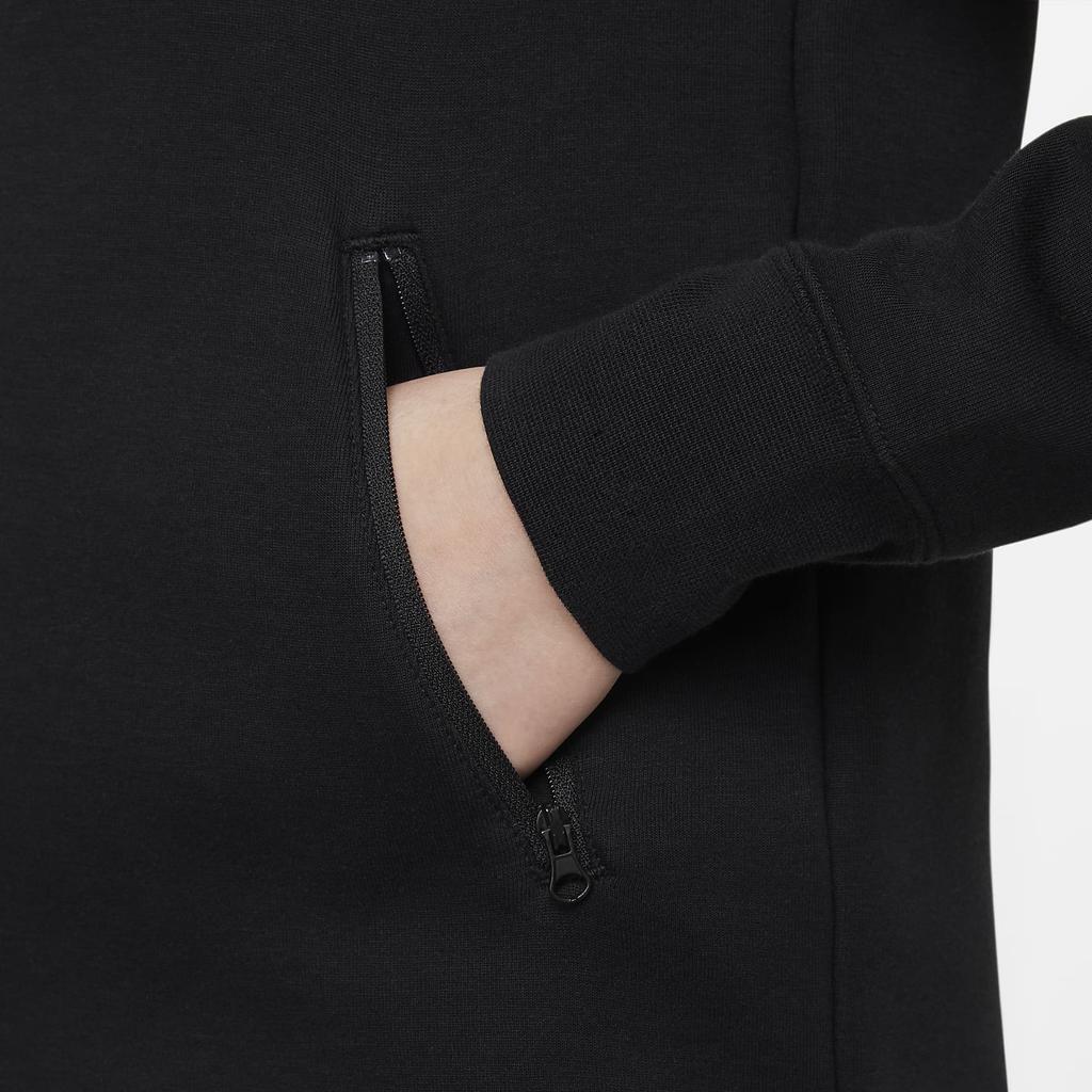 Nike Sportswear Tech Fleece Logo Print Hooded Zip-Up Sweatshirt Kids Tops Black FD2979-010