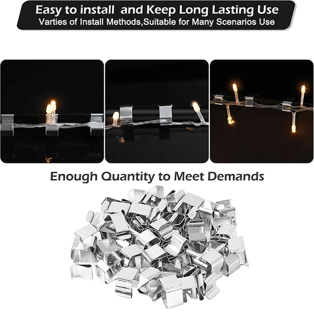 50pcs Stainless Steel Christmas Light Clips String Light Hangers Halloween Lights