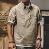 Cargo Shirt Solid Color Anti-pilling Handsome Multi Pockets Turn-down Collar Summer Tops Daily Clothes