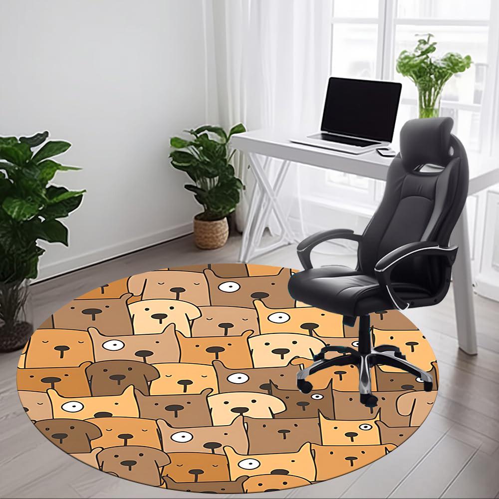 1 шт. Круглый ковер для офиса с рисунком собак, коврик для помещений, подходит для офиса, под офисные стулья, спальни, гостиной, домашнего декора, декора комнаты