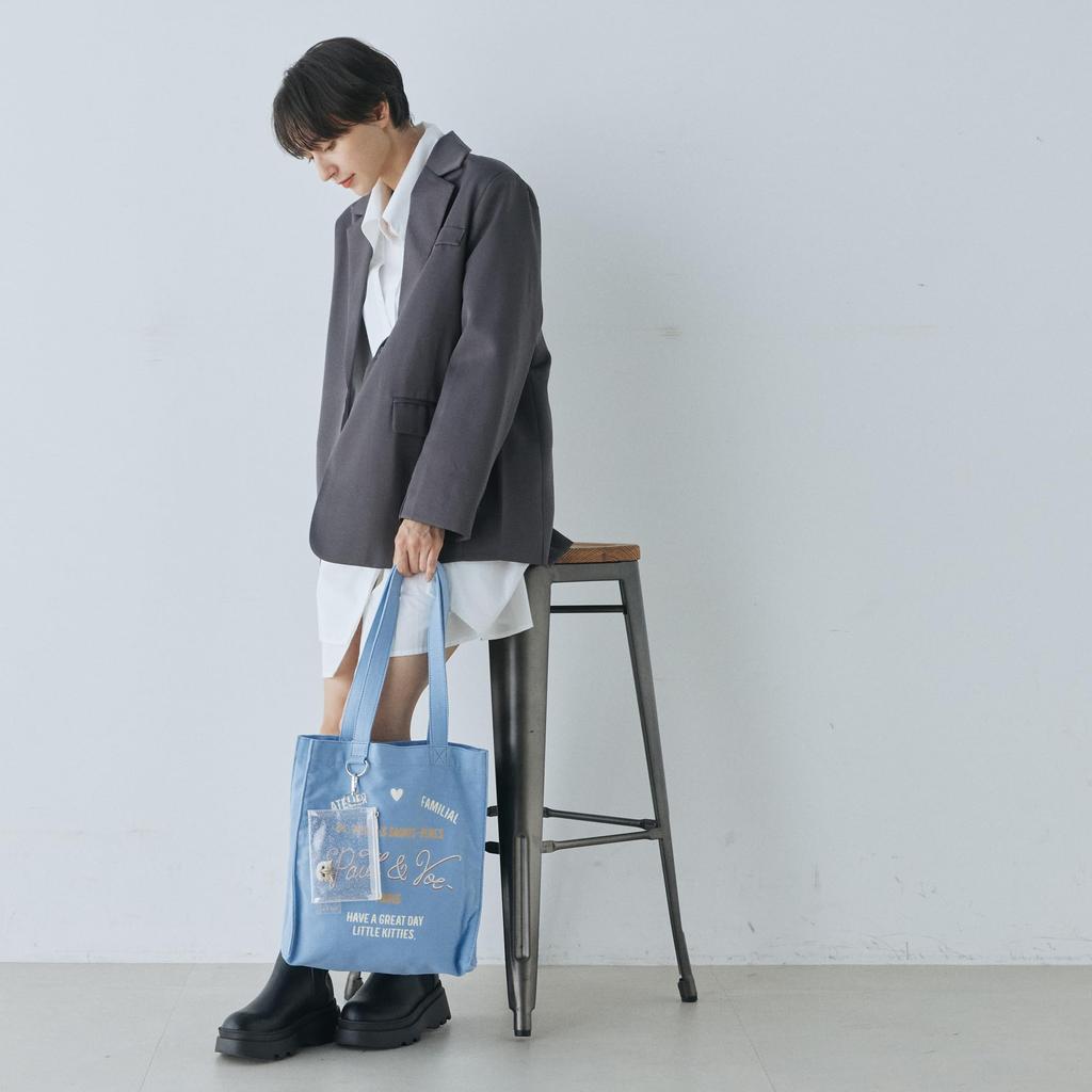 ACCESSOIRES 9DAYS Tote Bag with Clear Pouch Oshikatsu Tote Blue FREE [Paul & Joe] [Paul & Joe] [WEB Limited] PJA-B1141 PJA-B1141