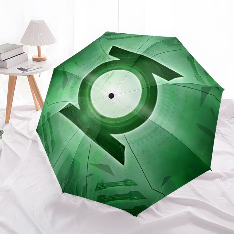1pc Green Lantern Symbol Umbrella - Automatic Open Compact Travel Umbrella with 60-Rib Durable Frame yy251021103