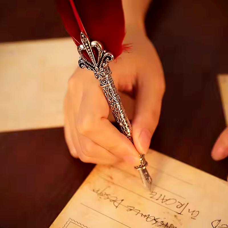 1 комплект пишущих инструментов, винтажная резьба, цветок, рот, британский стиль, новогодний подарок, высококачественная перьевая ручка, канцелярские принадлежности