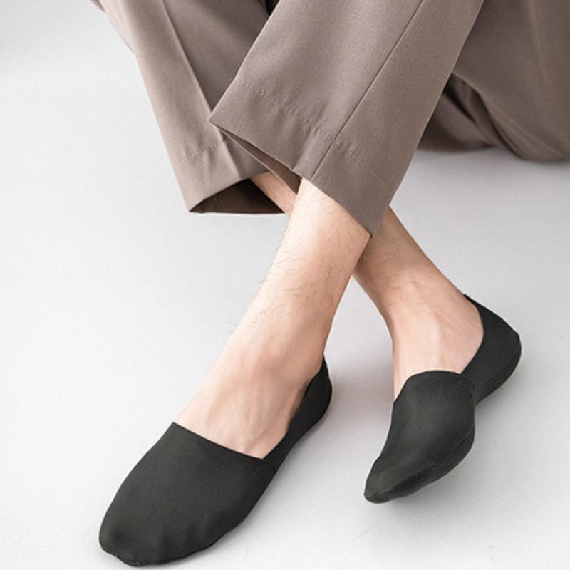Men Ice Silk Seamless Boat Socks Breathable Cotton Bottom Silicone Non-slip Ankle Invisible Socks for Men