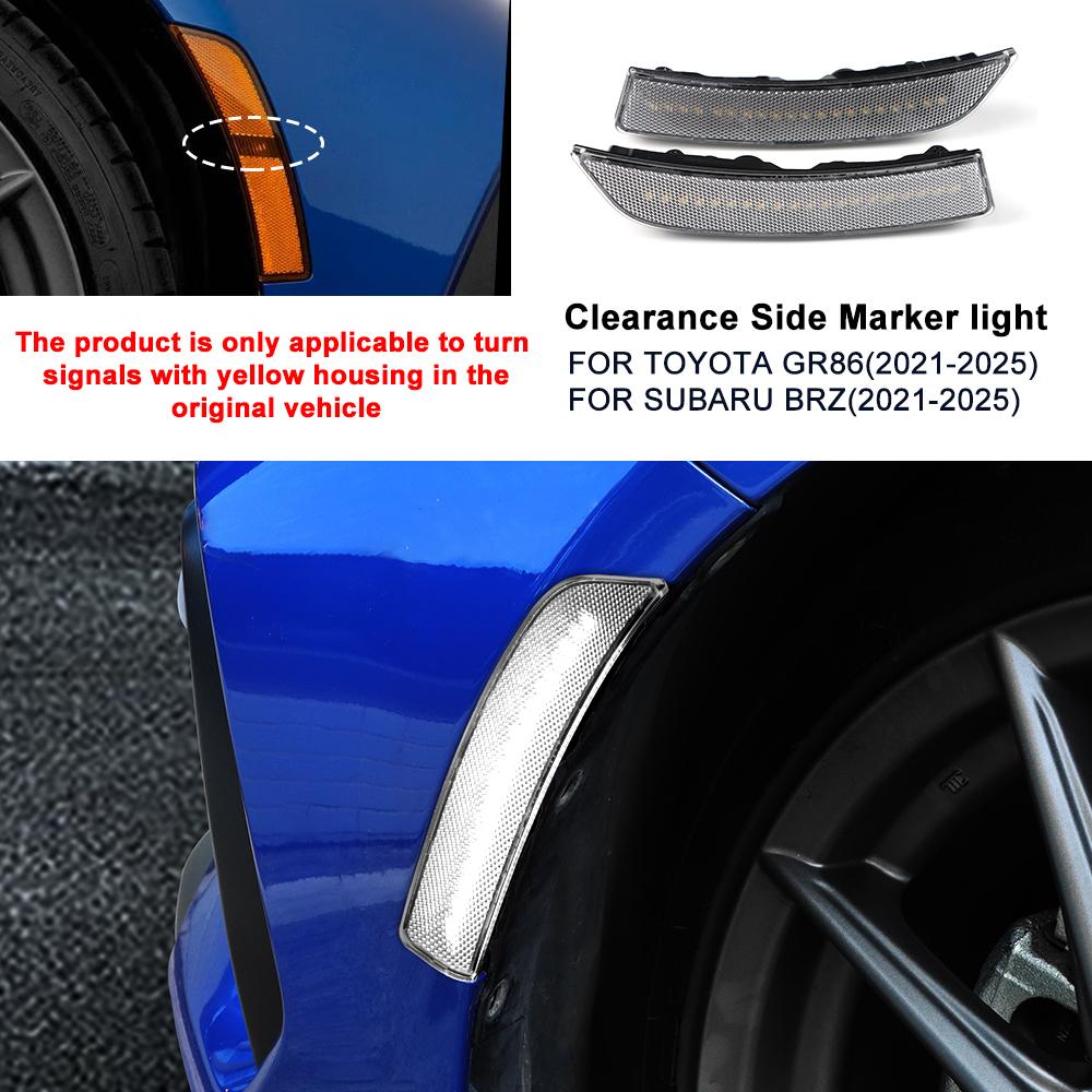 For USDM Subaru BRZ Toyota GR86 2025 2025 2025 2025 2025 LHD RHD Car Side Clearance Marker Light White Signal LED Indicator Lamp