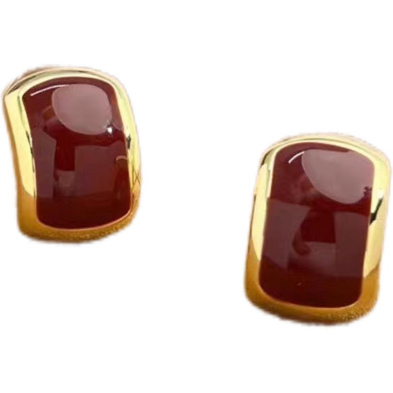 Серьги в стиле ретро с капающим маслом и геометрическим узором, женские, легкие, роскошные, высокого класса, небольшие, осенние и зимние серьги