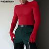 Men Mockneck Long Sleeve Gloves Tops Fitted Undershirts