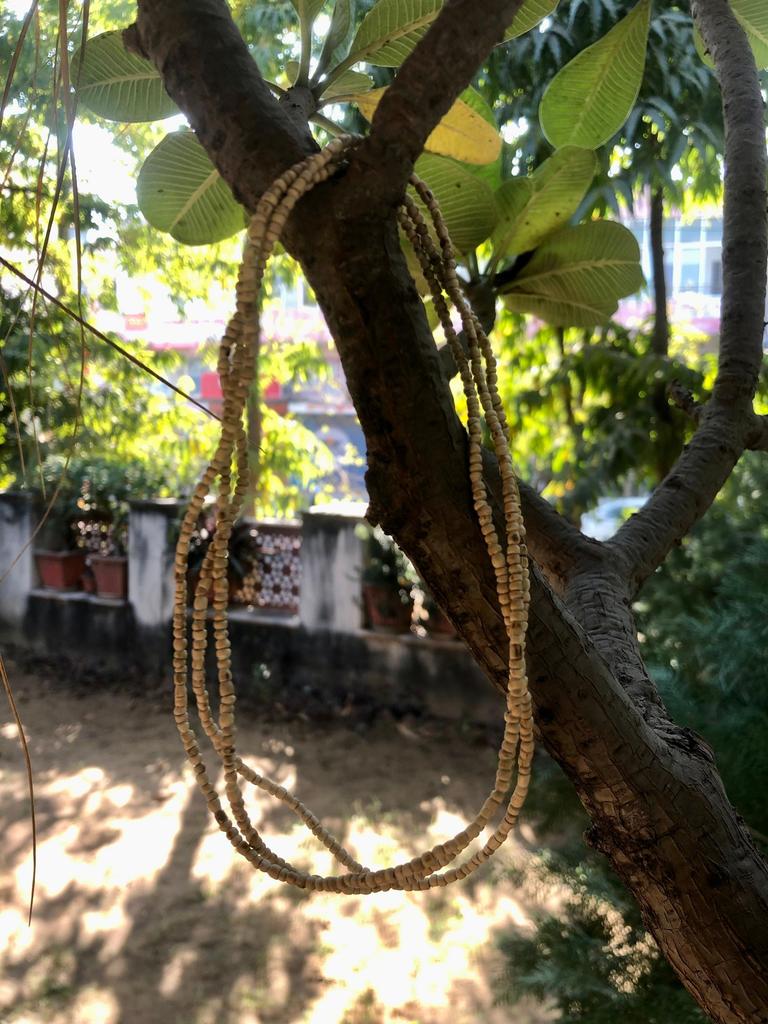 46 Inch Triple Line Indian Original TULSI Tulasi Holy Basil Vaishnav Iskcon Mala Kanthi Yoga Prayer Healing Meditation