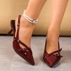 Fashion One Strap Stiletto Heel Wrapped Sandals Women's Fashion Pointed Toe Shallow Mouth Metal Buckle High Heels