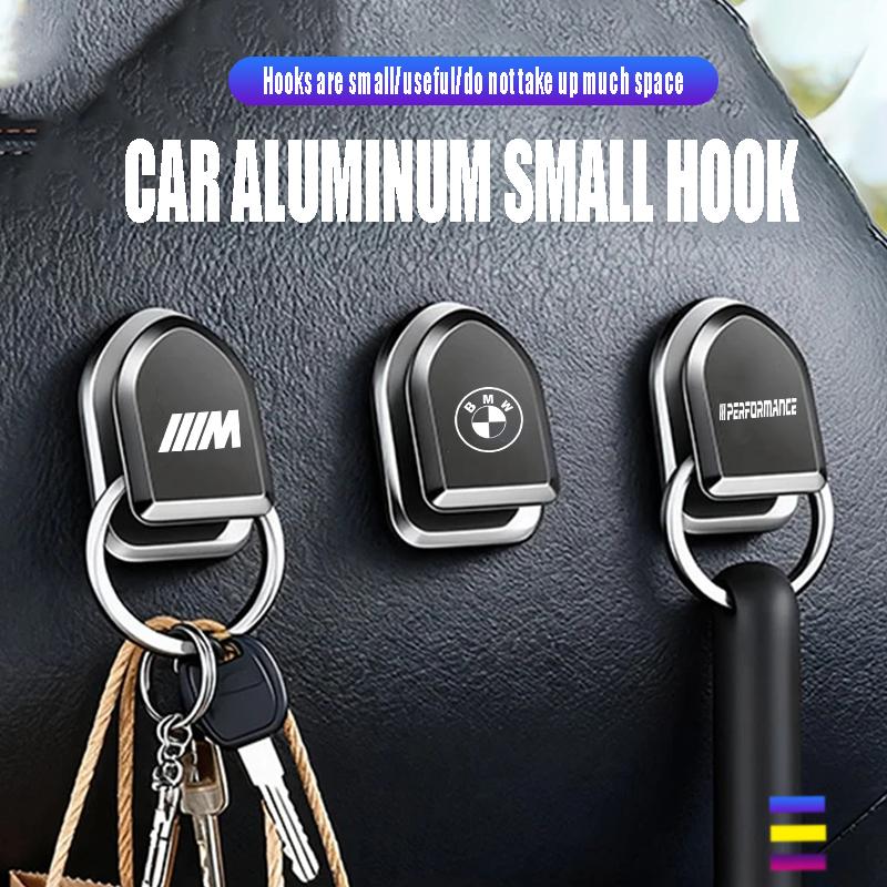 1/2pcs Car Seat Back Aluminum Alloy Hooks Portable Storage Holder Sticker For BMW X1 X2 X3 X5 X4 X6 X7 iX3 F20 F10 F07 E70 E46 E