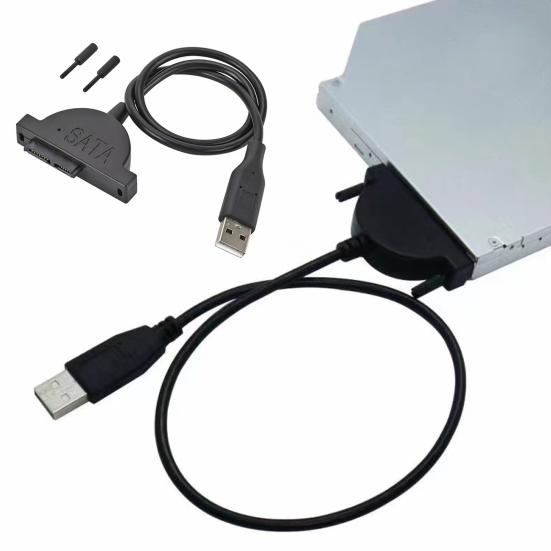 USB 2.0 To 7+6 13-Pin SATA Adapter Cable for Laptop Compact Disc DVD ROM Drive 480Mb/s High Speed Transfer DVD Optical Drive Convertor Cord