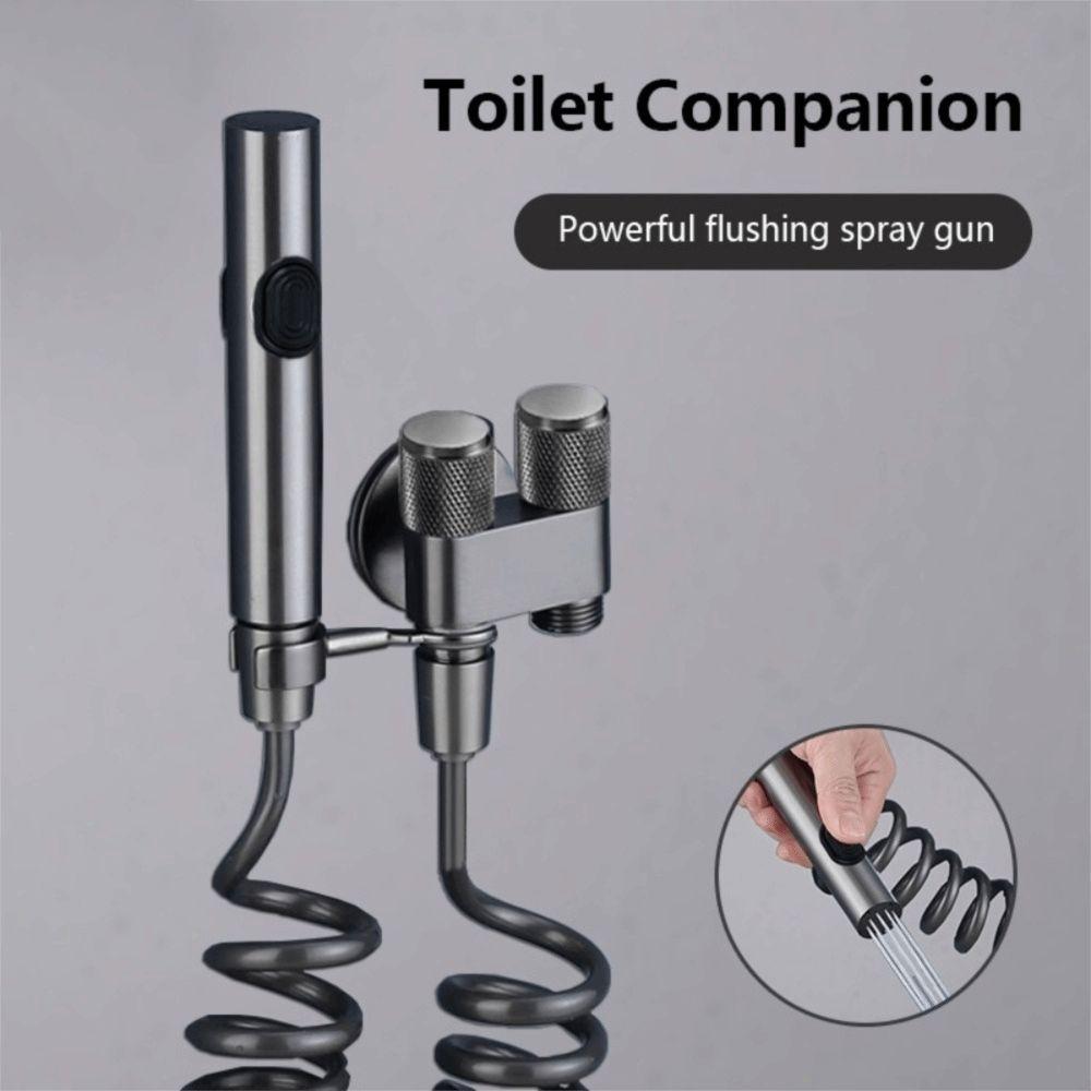 Stainless Steel Material Handheld Bidet Sprayer Double Outlet Bathroom Bidet Set Bathroom Cleaning
