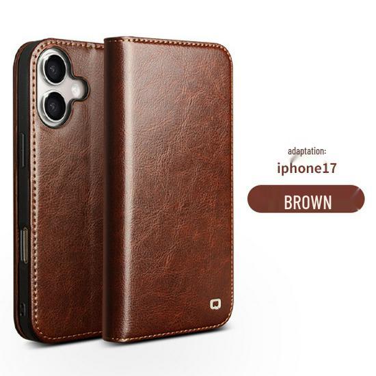 Кожаный чехол-книжка Chali для iPhone 17 Pro Max со подставкой и слотами для карт - Защитный чехол с полной защитой
