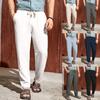 New European And American Men's Casual Cotton And Linen Drawstring Pants