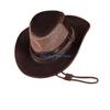 HX6F Practical PU Leather Western Hat for Men Breathable Costume Hat Ensures Comfort in Extended Outdoor Activities