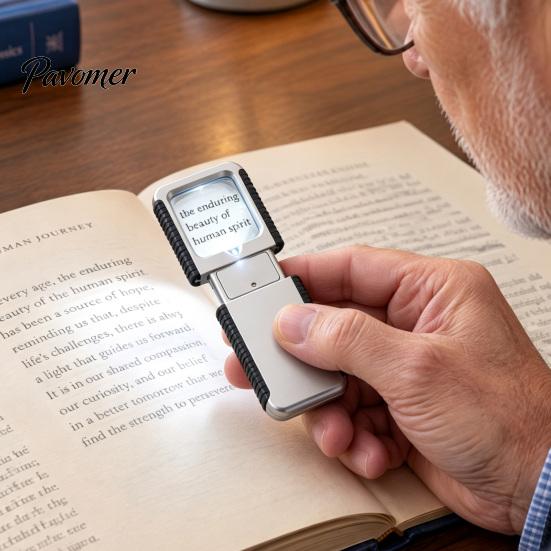 Handheld Magnifying Tool Portable Glass with LED Light, Retractable High-Clarity Sewing for Seniors, Magnifier Reading and Crafting