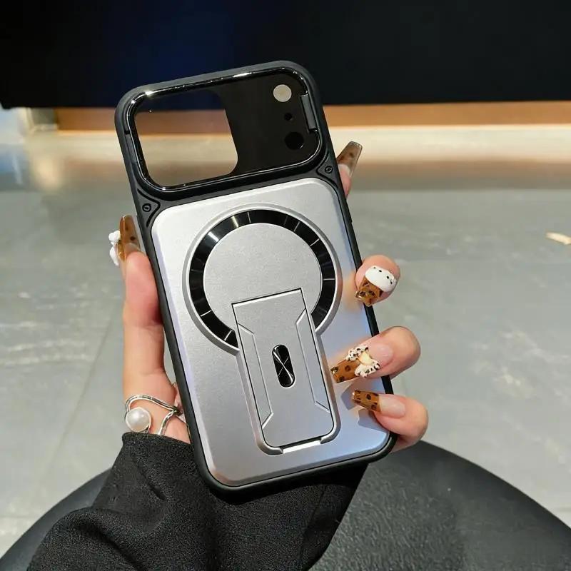 Для Магнитного Чехла Для Для Iphone 17 16 1 14 13 12 Pro Max Складная Подставка Прозрачная Защита Линзы Броня Ударопрочный Чехол