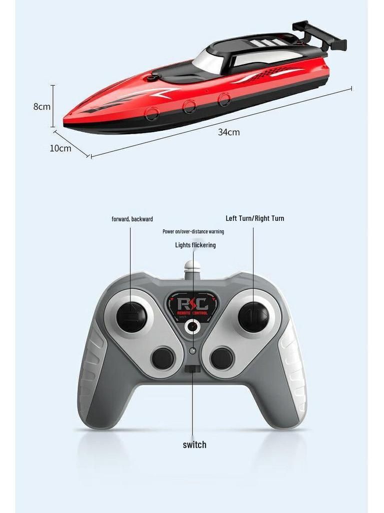 High-Speed Dual-Motor RC Boat - Waterproof Twin-Propeller Speedboat Toy for Kids