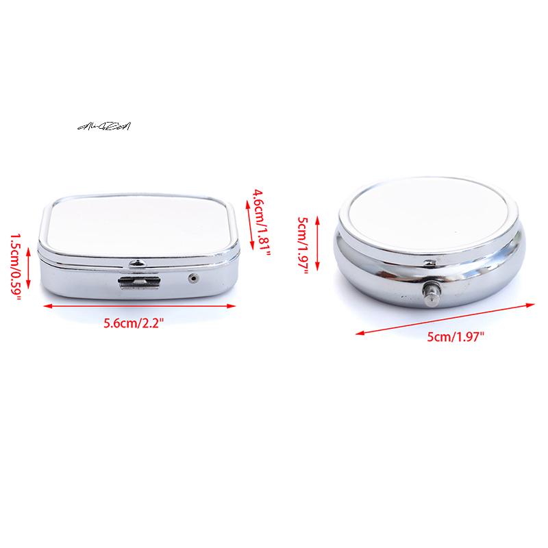 Waterproof Metal Pill Organizer Portable Round/Square Pill Box Weekly Pill Splitter Container for Daily Medicine Storage