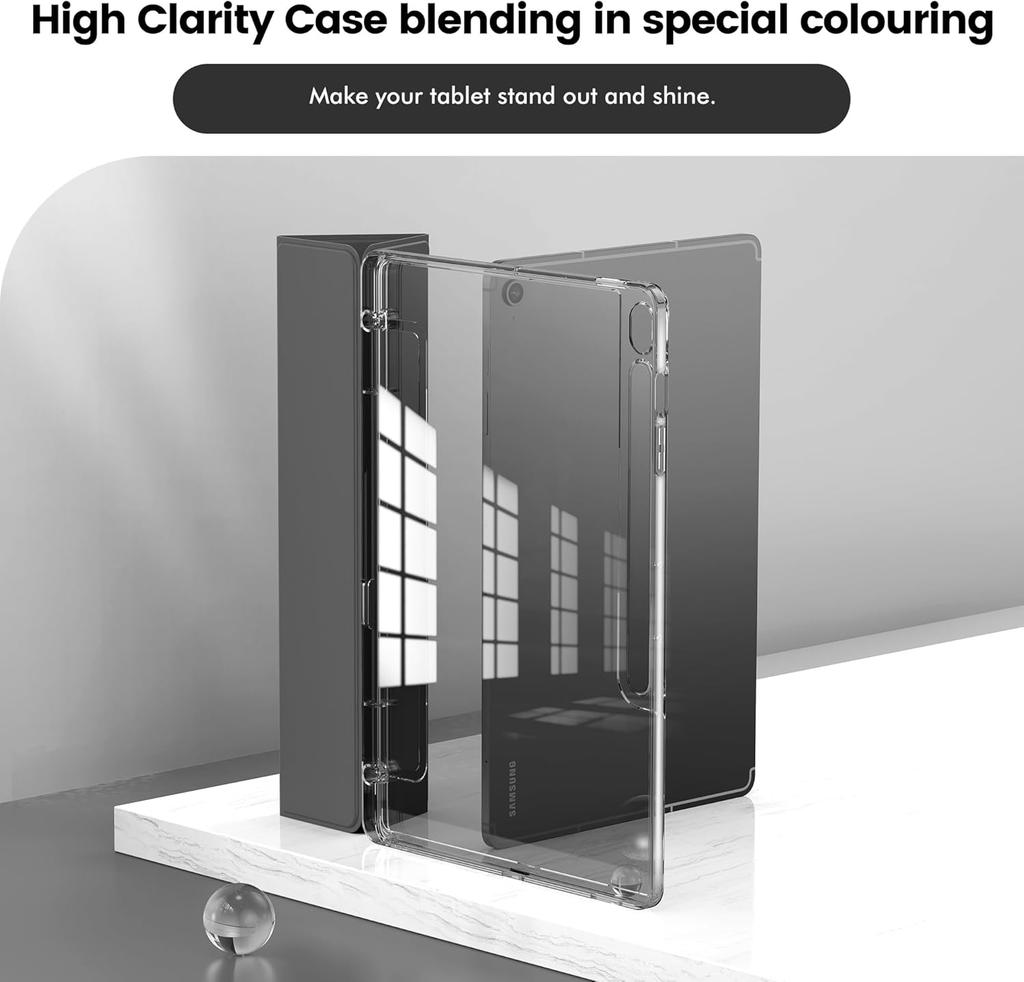 Прозрачный кристальный чехол-планшет с держателем для стилуса для Samsung Galaxy Tab S10 FE Lite 10,9'' 11'' Флип-чехлы из ПУ-кожи с магнитной подставкой